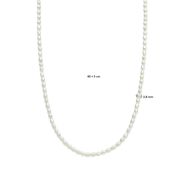 collier parels 2,8 mm 40 + 5 cm zilver gerhodineerd - Afbeelding 4