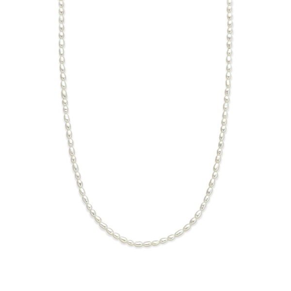 collier parels 2,8 mm 40 + 5 cm zilver gerhodineerd
