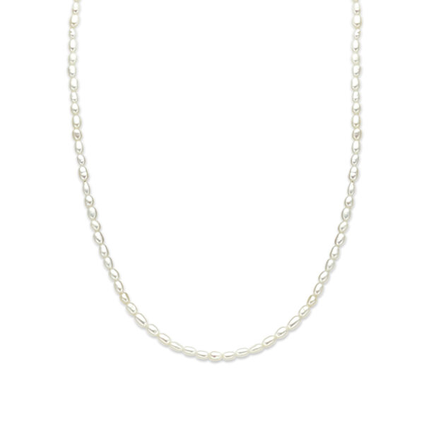 collier parels 3,2 mm 40 + 5 cm zilver gerhodineerd