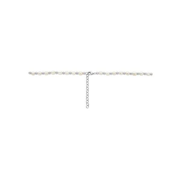 collier parels 41 + 4 cm zilver gerhodineerd - Afbeelding 3