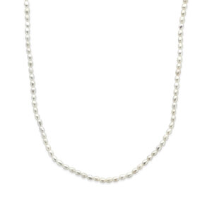collier parels 41 + 4 cm zilver gerhodineerd
