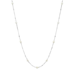collier parels 41 + 4 cm zilver gerhodineerd