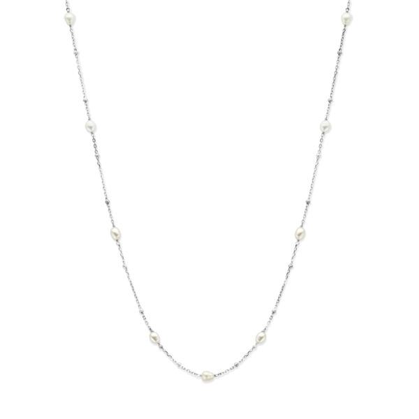 collier parels 41 + 4 cm zilver gerhodineerd