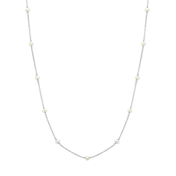 collier parels 41 + 4 cm zilver gerhodineerd