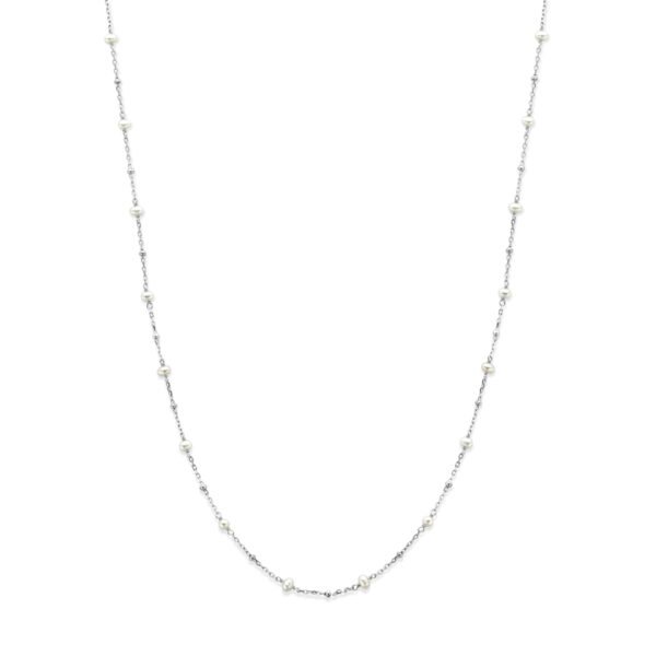 collier parels 41 + 4 cm zilver gerhodineerd