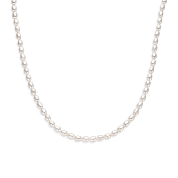 collier parels 41 + 4 cm zilver gerhodineerd