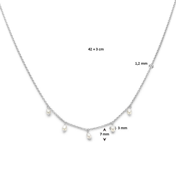 collier parels 42 + 3 cm zilver gerhodineerd - Afbeelding 4