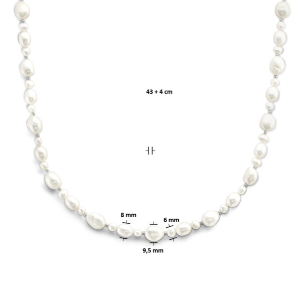 collier parels 43 + 4 cm zilver gerhodineerd - Afbeelding 4