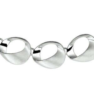 collier poli/mat 18 mm 42 + 3 cm zilver gerhodineerd