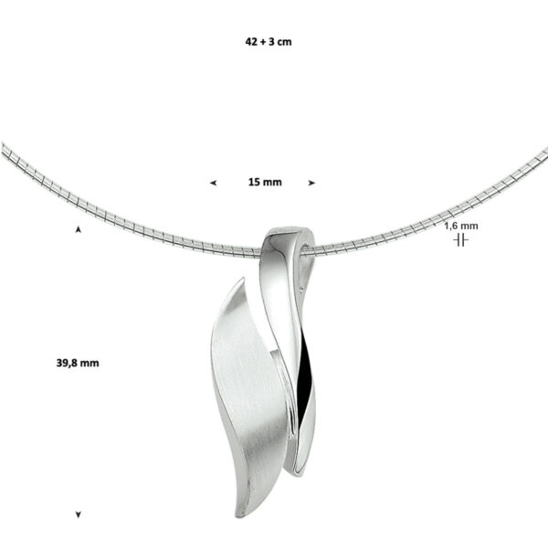 collier poli/mat 42 + 3 cm zilver gerhodineerd - Afbeelding 2
