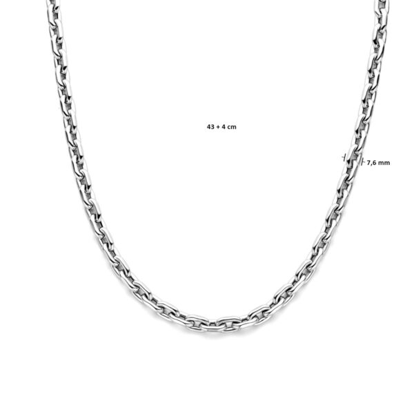 collier ronde buis 7,6 mm 43 + 4 cm met groot springslot zilver gerhodineerd - Afbeelding 4
