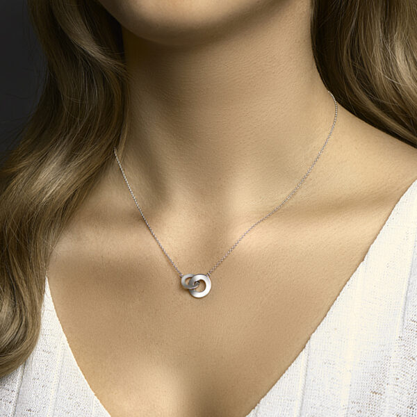collier rondje poli/mat 42 - 45 cm zilver gerhodineerd - Afbeelding 2