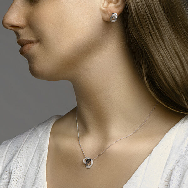 collier rondje poli/mat 42 - 45 cm zilver gerhodineerd - Afbeelding 3