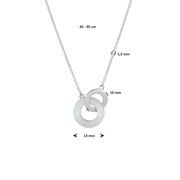 collier rondje poli/mat 42 - 45 cm zilver gerhodineerd - Afbeelding 4