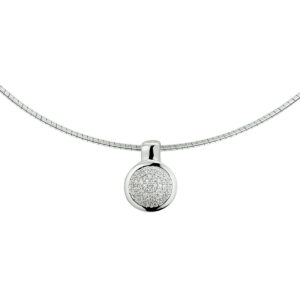 collier rondje zirkonia 42 + 3 cm zilver gerhodineerd
