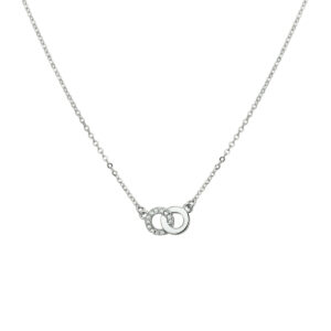 collier rondje zirkonia 42 + 3 cm zilver gerhodineerd