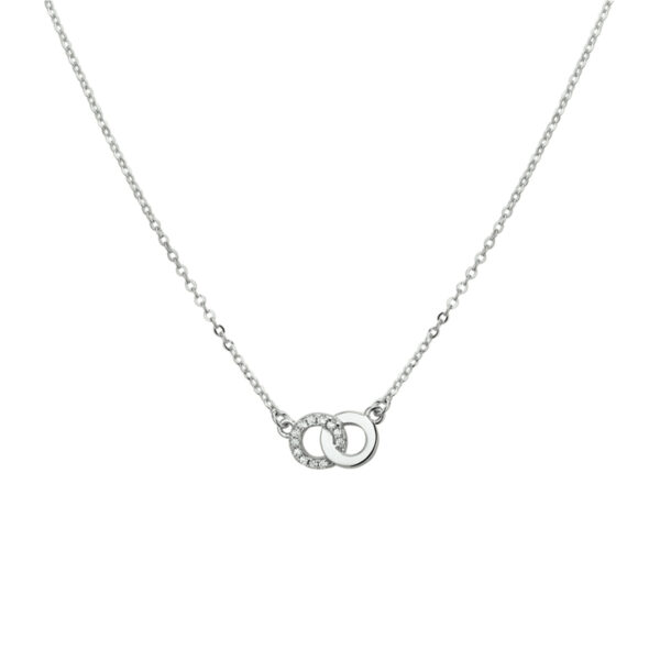 collier rondje zirkonia 42 + 3 cm zilver gerhodineerd
