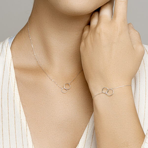 collier rondjes 40 + 3 cm 14K witgoud - Afbeelding 3