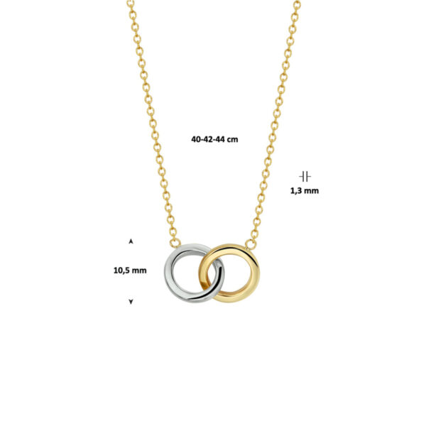 collier rondjes 40 - 42 - 44 cm 14K bicolor goud geel/wit - Afbeelding 2
