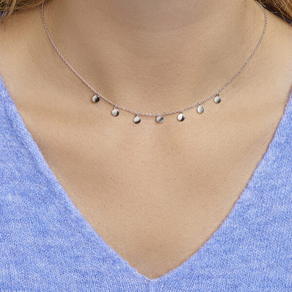 collier rondjes 41 + 4 cm zilver gerhodineerd - Afbeelding 2