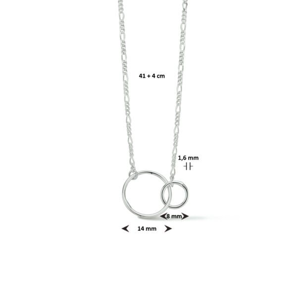 collier rondjes 41 + 4 cm zilver gerhodineerd - Afbeelding 2