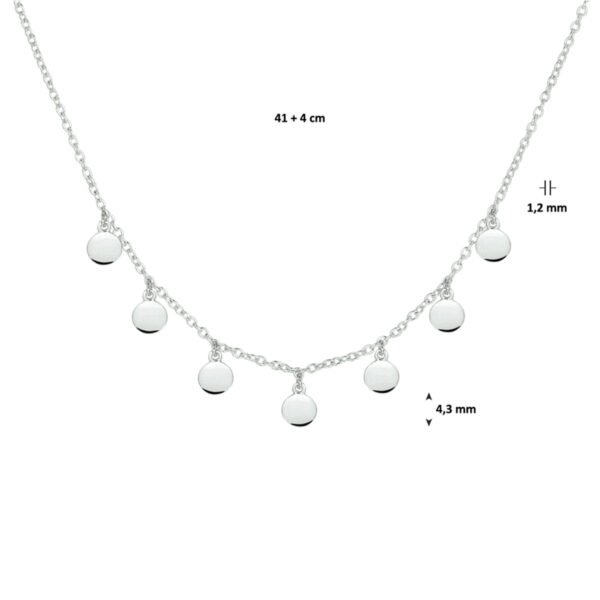 collier rondjes 41 + 4 cm zilver gerhodineerd - Afbeelding 4