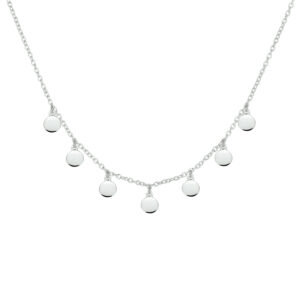 collier rondjes 41 + 4 cm zilver gerhodineerd