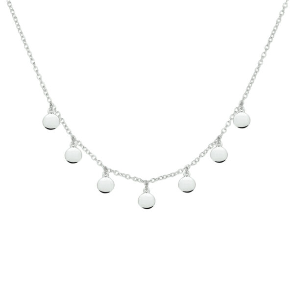 collier rondjes 41 + 4 cm zilver gerhodineerd