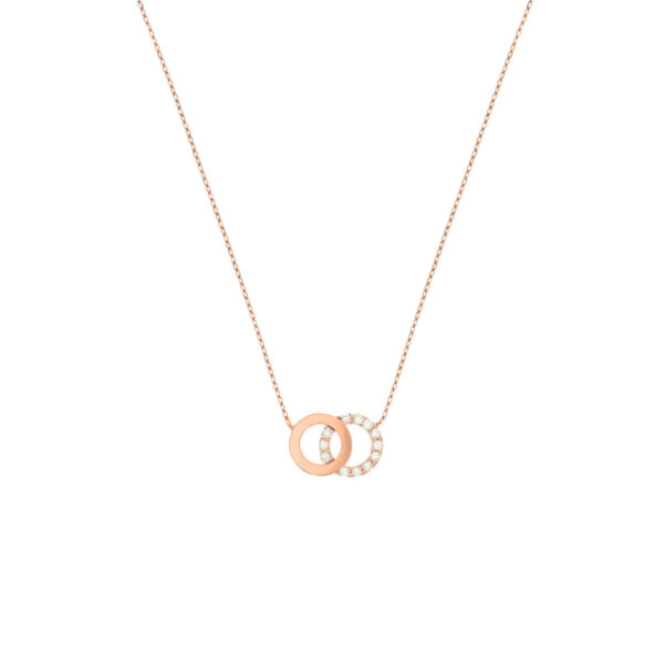 collier rondjes zirkonia 40 - 42 - 44 cm 14K roségoud