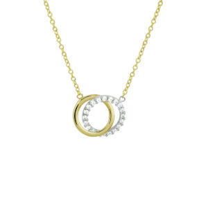 collier rondjes zirkonia 40 - 44 cm 14K bicolor goud geel/wit