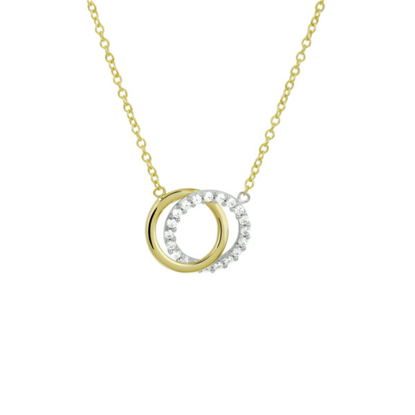 collier rondjes zirkonia 40 - 44 cm 14K bicolor goud geel/wit