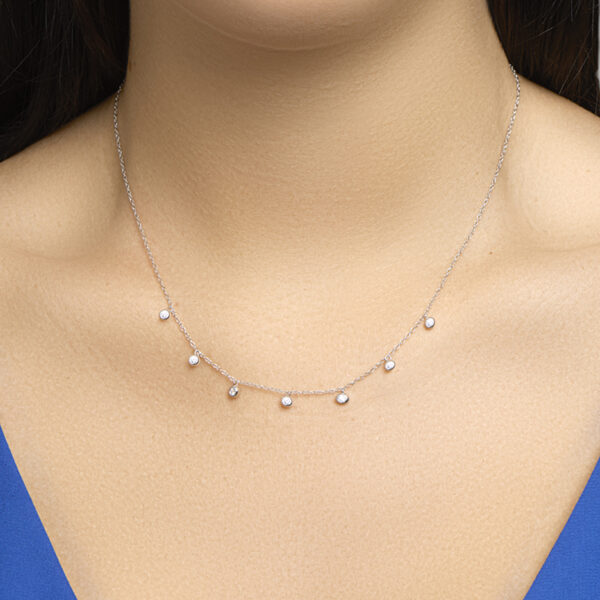 collier rondjes zirkonia 41 + 4 cm zilver gerhodineerd - Afbeelding 2