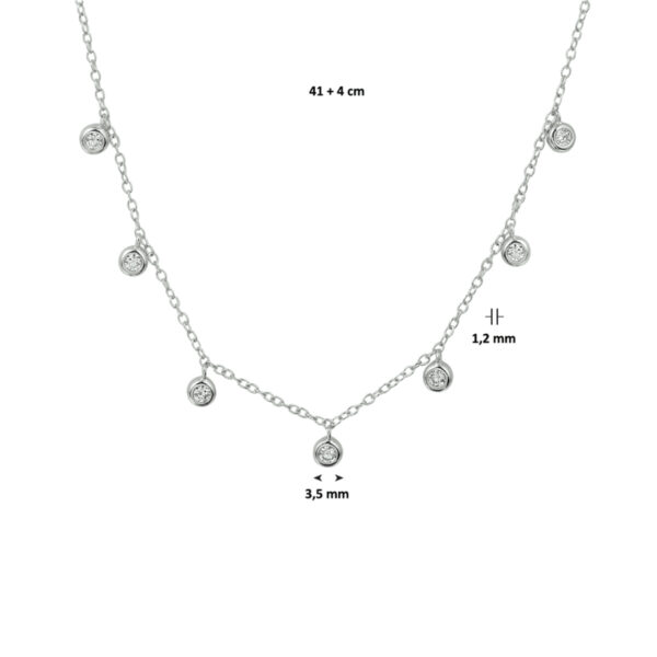 collier rondjes zirkonia 41 + 4 cm zilver gerhodineerd - Afbeelding 3