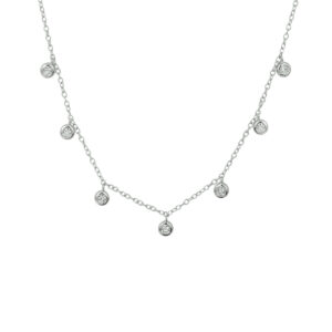 collier rondjes zirkonia 41 + 4 cm zilver gerhodineerd