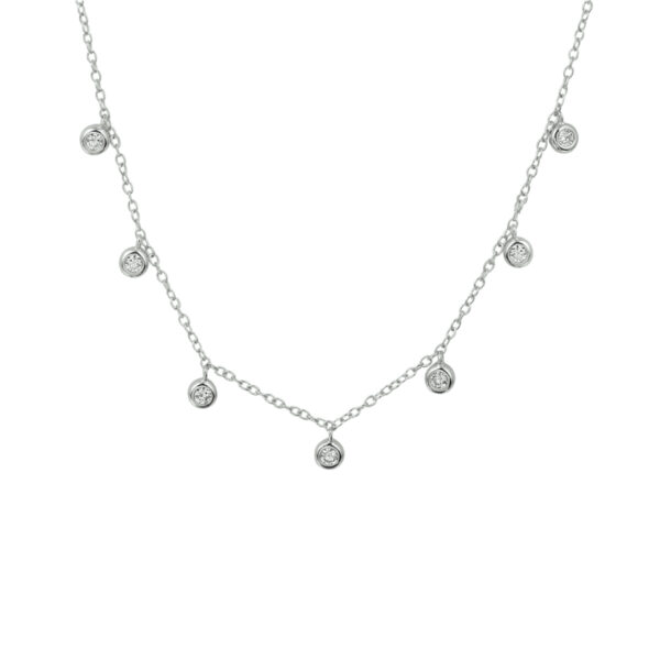 collier rondjes zirkonia 41 + 4 cm zilver gerhodineerd