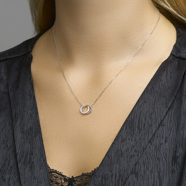 collier rondjes zirkonia 41 - 43 - 45 cm zilver gerhodineerd - Afbeelding 2