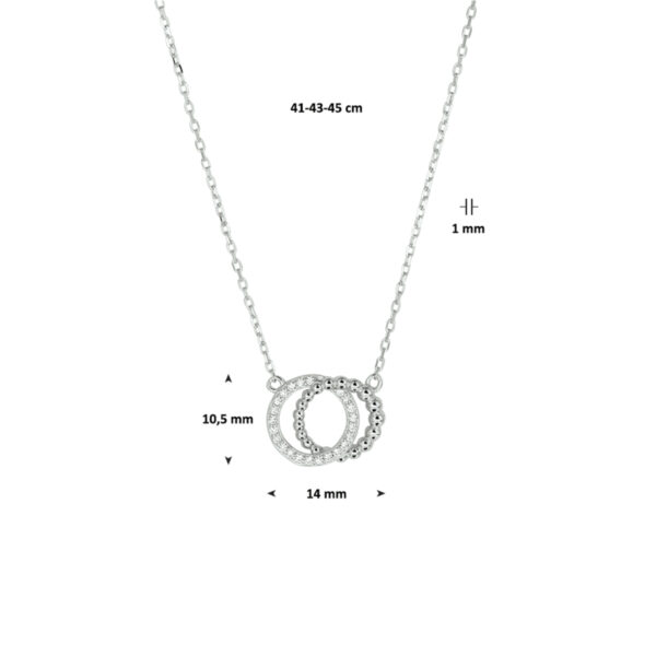 collier rondjes zirkonia 41 - 43 - 45 cm zilver gerhodineerd - Afbeelding 3