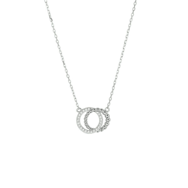 collier rondjes zirkonia 41 - 43 - 45 cm zilver gerhodineerd