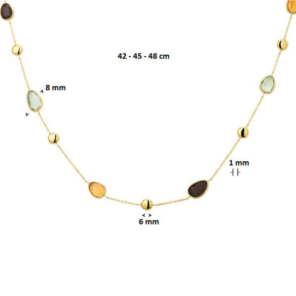 collier rookkwarts, citrien en amethist 42 – 45 - 48 cm 14K geelgoud - Afbeelding 2