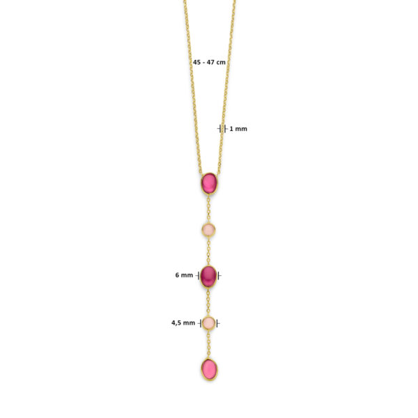 collier roze opaal en robijn 45 - 47 cm 14K geelgoud - Afbeelding 4