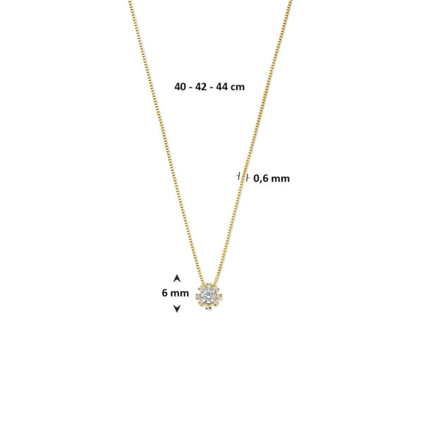collier rozet zirkonia 40 - 42 - 44 cm 14K geelgoud - Afbeelding 4