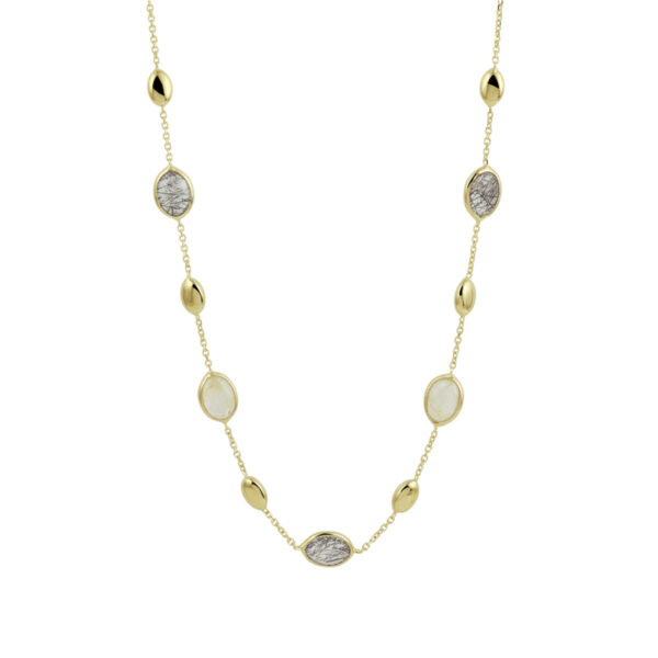 collier rutiel kwarts 42 - 45 cm 14K geelgoud