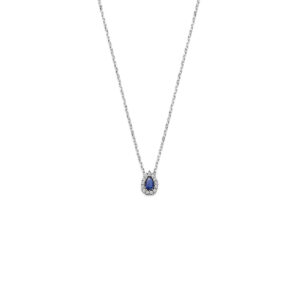 collier saffier zirkonia 41 - 43 - 45 cm zilver gerhodineerd