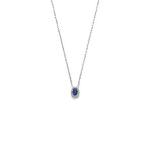 collier saffier zirkonia 41 - 43 - 45 cm zilver gerhodineerd