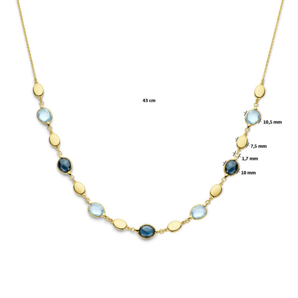 collier sky blue en london blue topaas 43 cm 14K geelgoud - Afbeelding 4