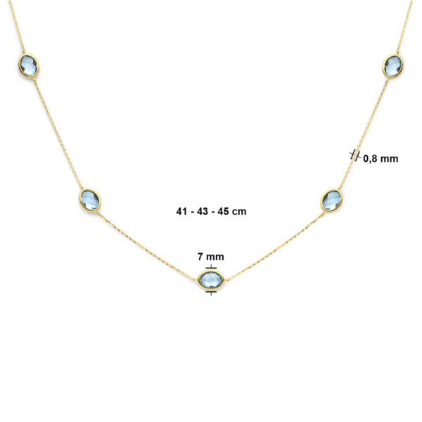 collier sky blue topaas 41 - 43 - 45 cm 14K geelgoud - Afbeelding 4