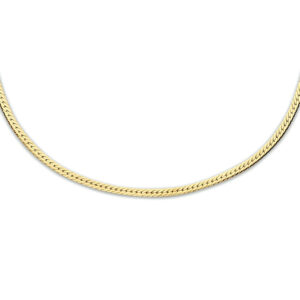 collier slang plat 1,7 mm 40 + 5 cm 3 micron zilver verguld (geel)