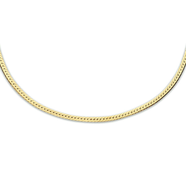 collier slang plat 1,7 mm 40 + 5 cm 3 micron zilver verguld (geel)