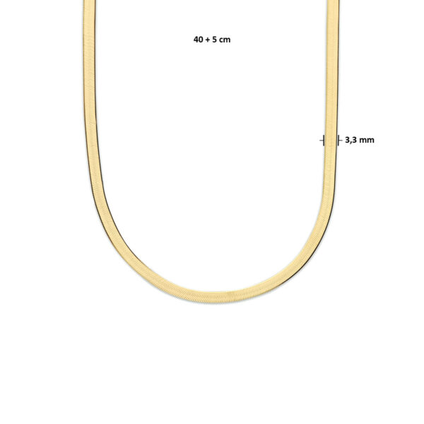 collier slang plat 3,3 mm 40 + 5 cm 3 micron zilver verguld (geel) - Afbeelding 4