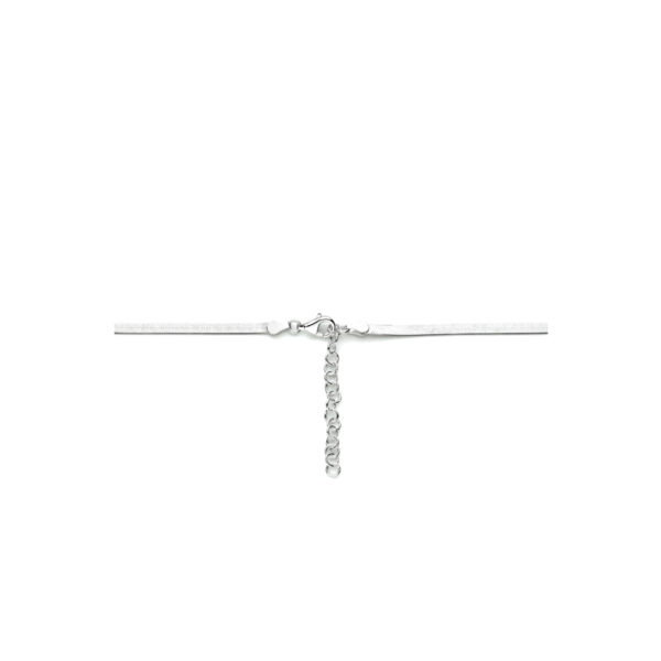 collier slang plat 3,3 mm 40 + 5 cm zilver gerhodineerd - Afbeelding 3